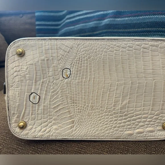 Brahmin Brown & Cream Croc-Embossed Satchel with Gold Hardware - Picture 9 of 9